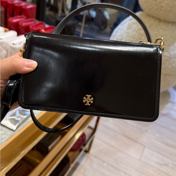 Tory Burch Handbags - Tory Burch Black shine Leather Crossbody Bag
